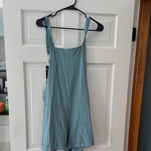 Women's Teal Utility Romper Strap Overalls